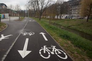 Del že urejenih površin ob Pešnici. 